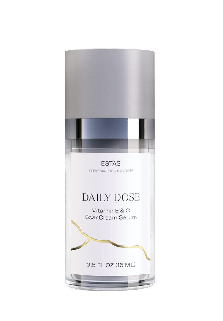 Scar Cream -Daily Vitamin E & C with Silicone, 0.5 oz -Effective for Old & New Scars on Face & Body, Ideal for Surgical, Burn, C-Section & Acne Scars, Vegan + Cruelty Free, Fragrance Free
