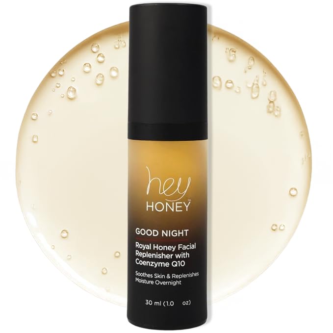 Hey Honey Skincare Good Night Moisturizer For Face Royal Honey Facial Replenisher with Coenzyme Q10 | A Lavish Night Time Repair Designed To Improve Moisture Retention | 1 Oz