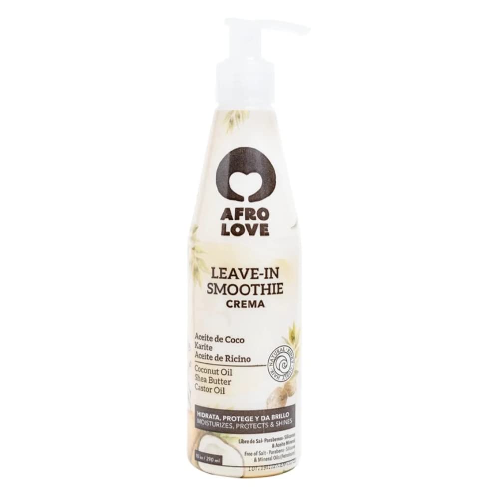 Afro Love Leave-In Conditioner for Curly Hair Hydrating & Frizz Control Curl Defining Cream with Coconut Oil, Shea Butter & Castor Oil Sulfate-Free, Silicone-Free, Paraben-Free 10 oz