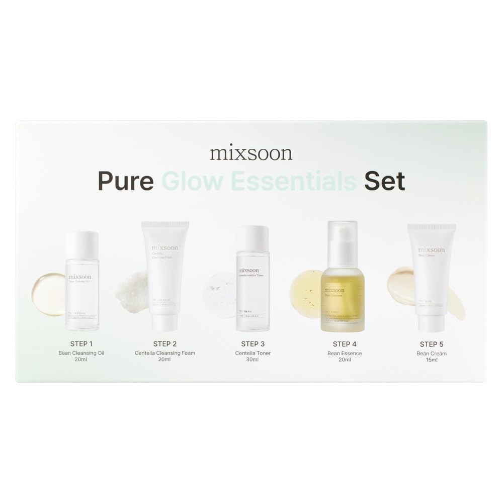 MIXSOON Pure Glow Essentials Set, 5-Step Skincare Kit, Gentle & Hydrating, For All Skin Types, 5 Items Korean Glass Skin Care 29.57 Fl. Oz.