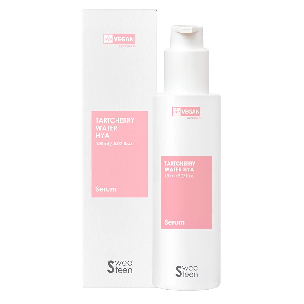 SWEETEEN Tart Cherry Water Hya Serum, Korean Skincare, Vegan Beauty, Eve Vegan Certified, ECO-Friendly, Vegan-Friendly, Vegan Facial All-in-One Serum, 5.07 Fl.Oz.