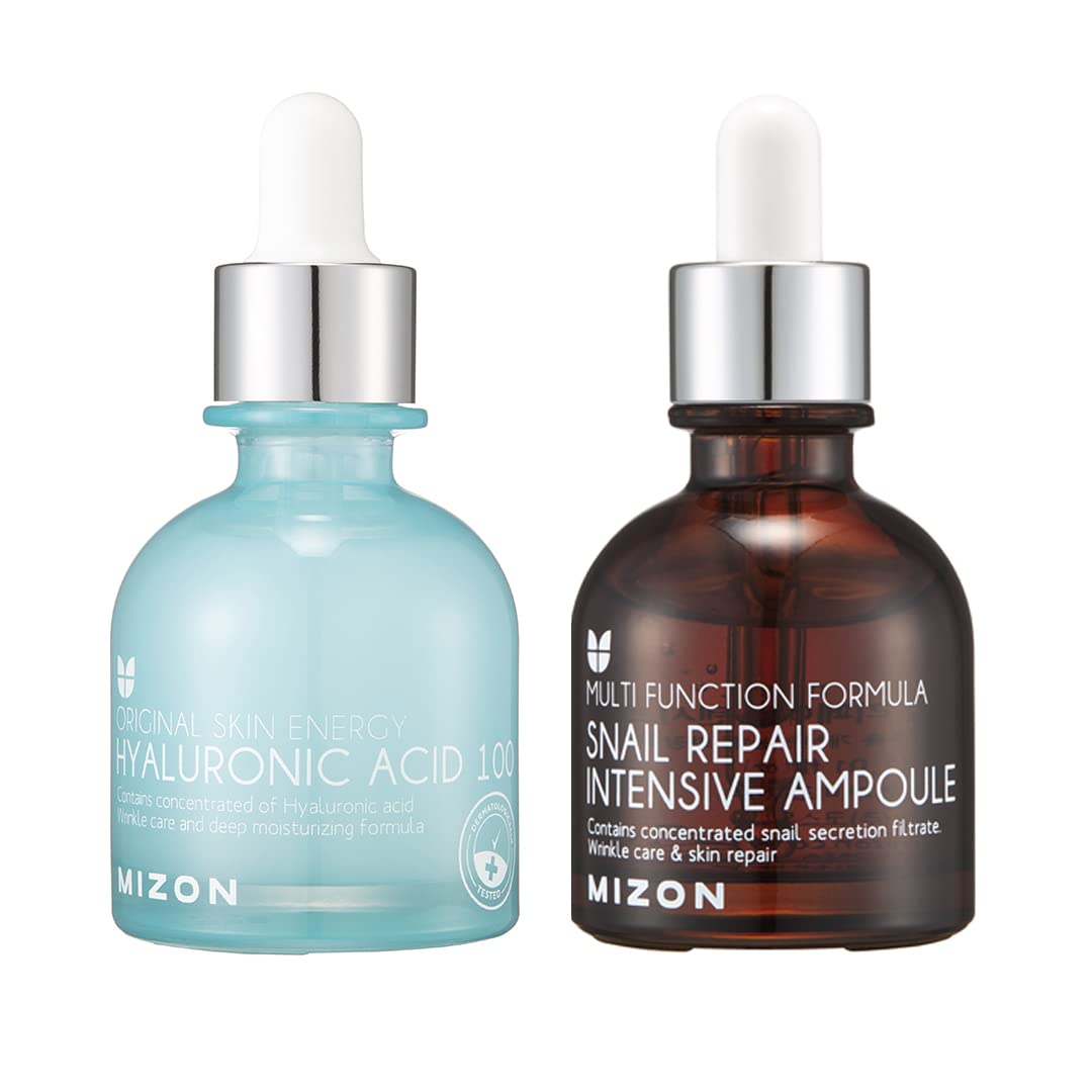 MIZON Snail Line Snail Intensive Ampoule + Hyaluronic Acid 100, Korean Skincare, Ampoule, Wrinkle Care, Moisture, Hydration, Nutrition