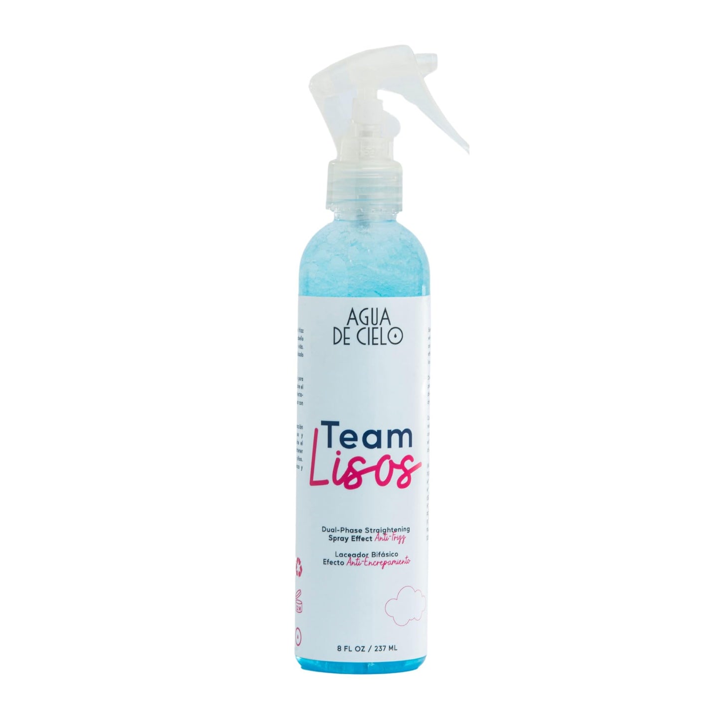 Agua de Cielo Team Lizos Hair Straightening Spray - Dual-Phase Straightening Spray Effect Anti-Frizz and Heat Protection, Straightens Hair Without Damaging for Healthy & Shiny Hair - 8 Oz