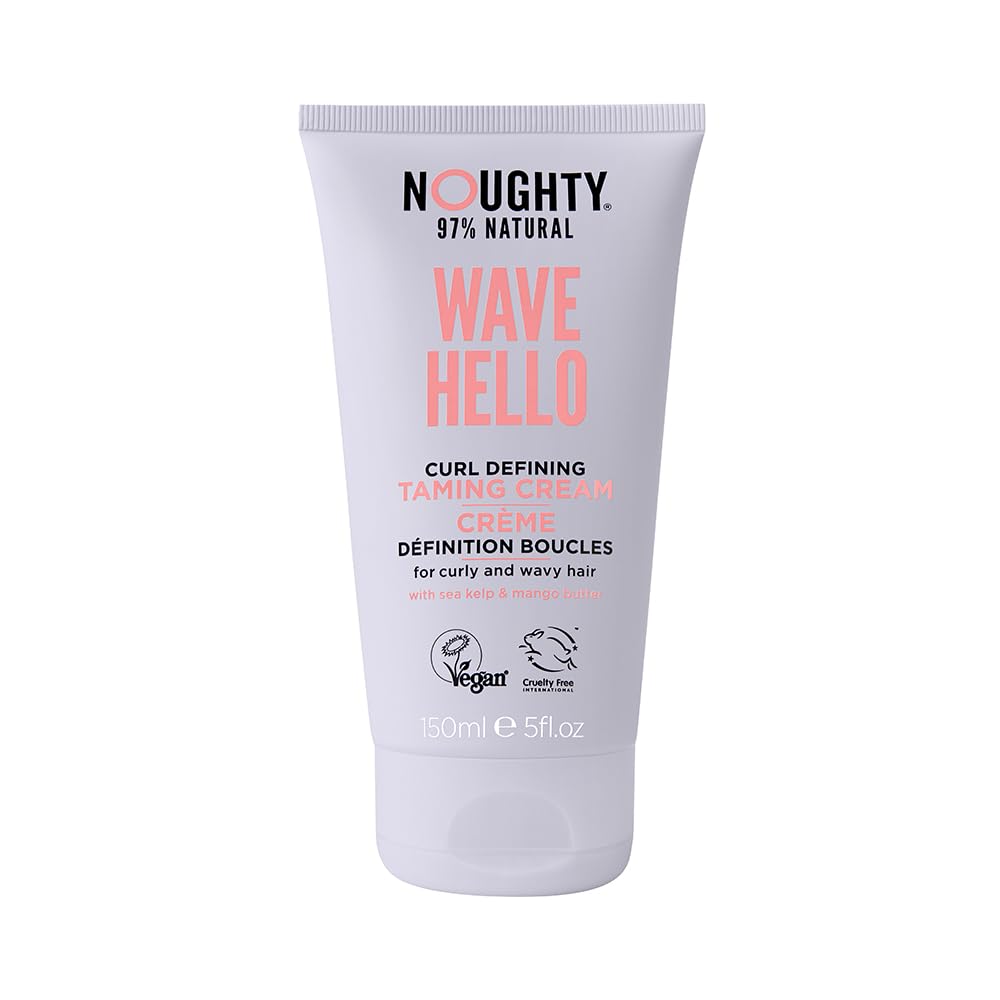 Noughty 97% Natural Wave Hello Curl Taming Cream, Vitamin Rich Smoothing Formula for Curly and Wavy Hair, with Sea Kelp and Mango Butter, Sulphate Free Vegan Haircare 150ml
