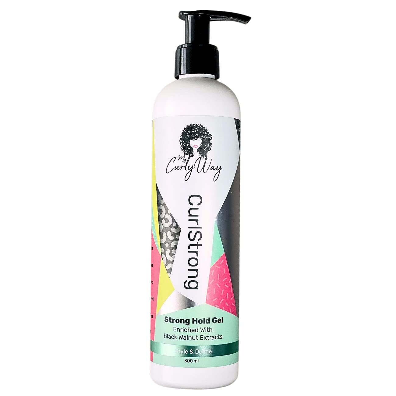 Curly Hair Strong Hold Gel Curlstrong Styling and Defining Gel for Waves, Curls and Coils - 100% Vegan (10 oz.)