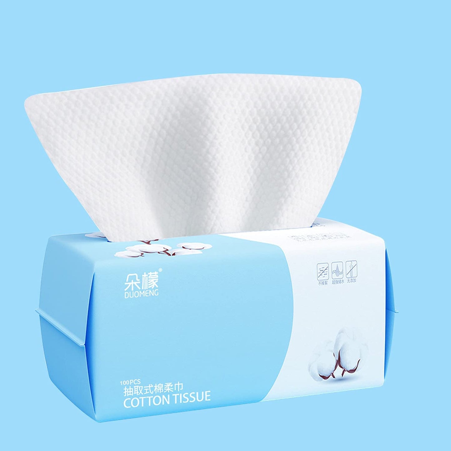 Cotton Facial Dry Wipes, 100 Count, Deeply Cleansing Disposable Face Towel Wash Cloth, Multi-Purpose for Skin Care, Make-up and Face Wipes, Facial Cleansing