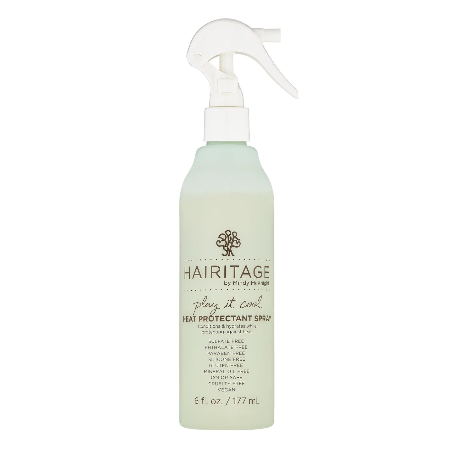 Hairitage Heat Protectant Spray for Hair - Up to 450 Degree Protection + Hydrates + Strengthens Hair - Leaves Hair Smooth + Shiny after Styling - For All Hair Types + Heated Styling Tools - 6 fl oz