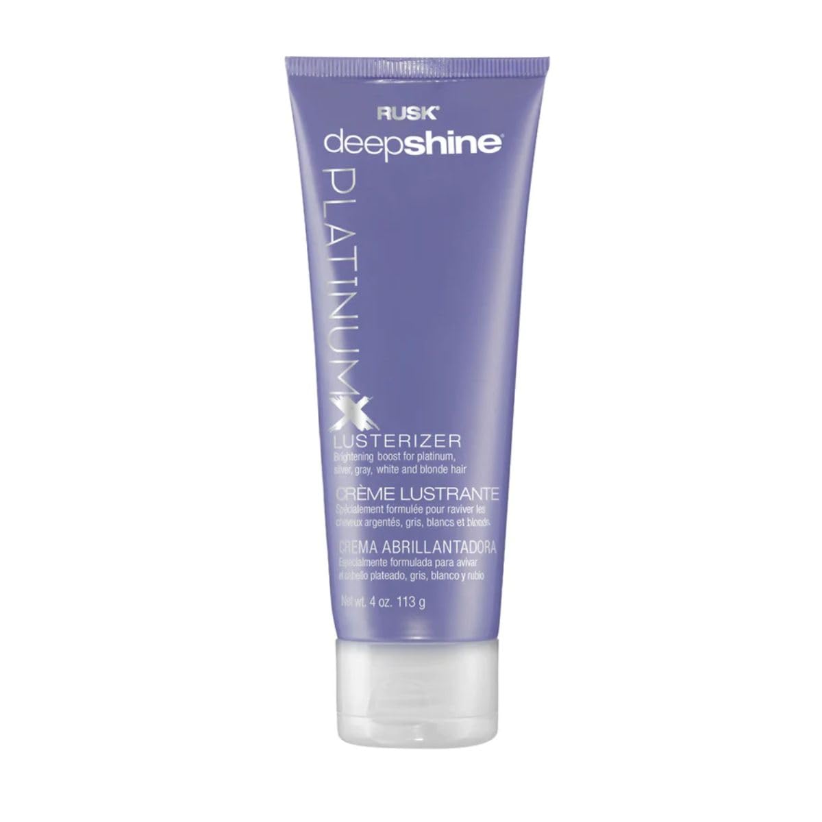 RUSK PlatinumX Lusterizer, Salon Formula Styling Cream to Boost Shine, Eliminate Brass, and Fight Frizz, 4 oz