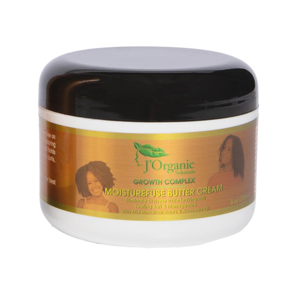 J'Organic Solutions Moisture Fuse Buttercream Daily Hair Moisturizer with Marshmallow Root & Avocado Oil - Boost Natural Shine, Lock-In Deep Moisture, and Promote Easy Manageability.