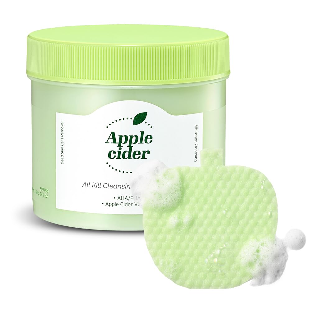 Ariul Apple Cider All Kill Cleansing Bubble Pads Effective Pore Cleansing & Hydrating, 2-Step Dual Pads for Makeup Removal & Exfoliation, Korean Skin Care, 60 Counts, 150ml / 5.07 fl. oz