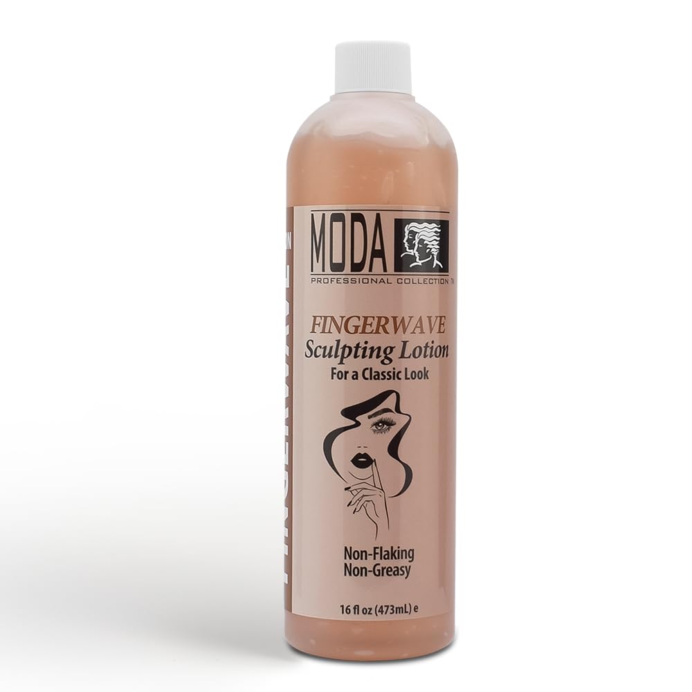 MODA - Finger Wave Sculpting Lotion - Curl Cream for Curly Hair, Non-Greasy and Non-Flaking Curl-Defining Lotion, Lasting Hold - 16 Oz