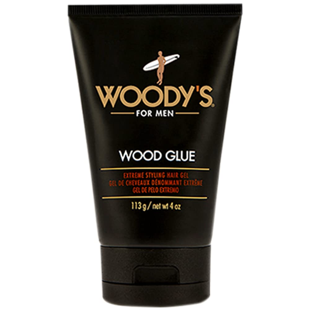 Woody's Wood Glue Extreme Hold Hair Gel for Men - Mens Hair Gel Strong Hold, Non-Flaking, High Shine Styling for All Hairstyles, 4 oz