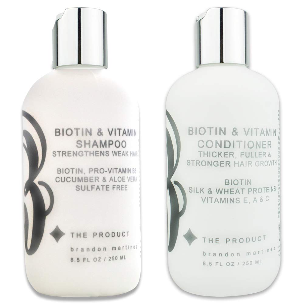High Potency Biotin Hair Growth Shampoo & Conditioner Set - Fortified with Vitamins E, A, C & B for Fastest Hair Growth (8.5oz.)
