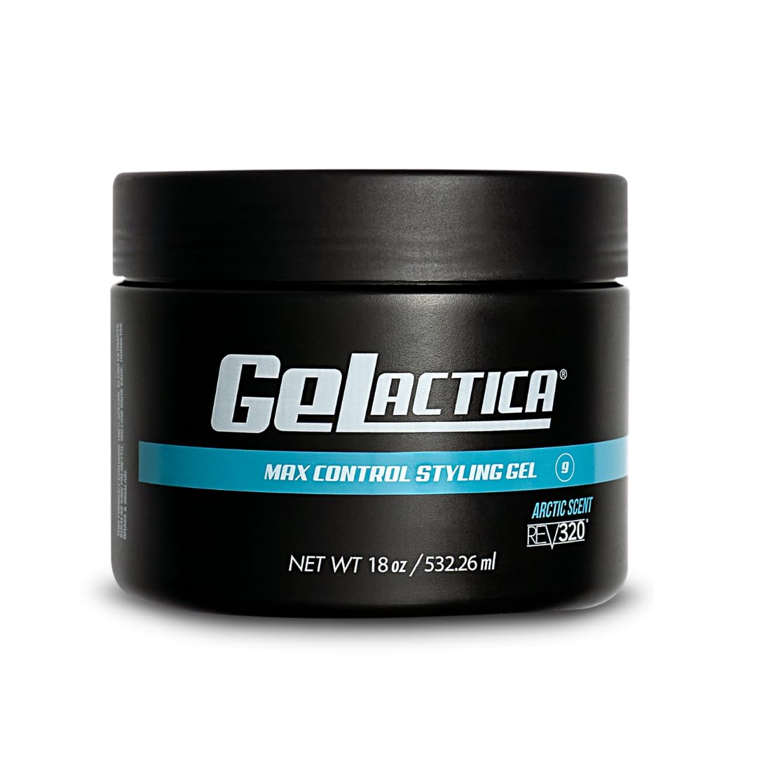 Gelactica Max Control Hair Gel for Men Alcohol-Free, Strong Hold Styling Gel - Natural Extracts for Long-Lasting Hold and Shine, Slick Back Hair Gel Rev320
