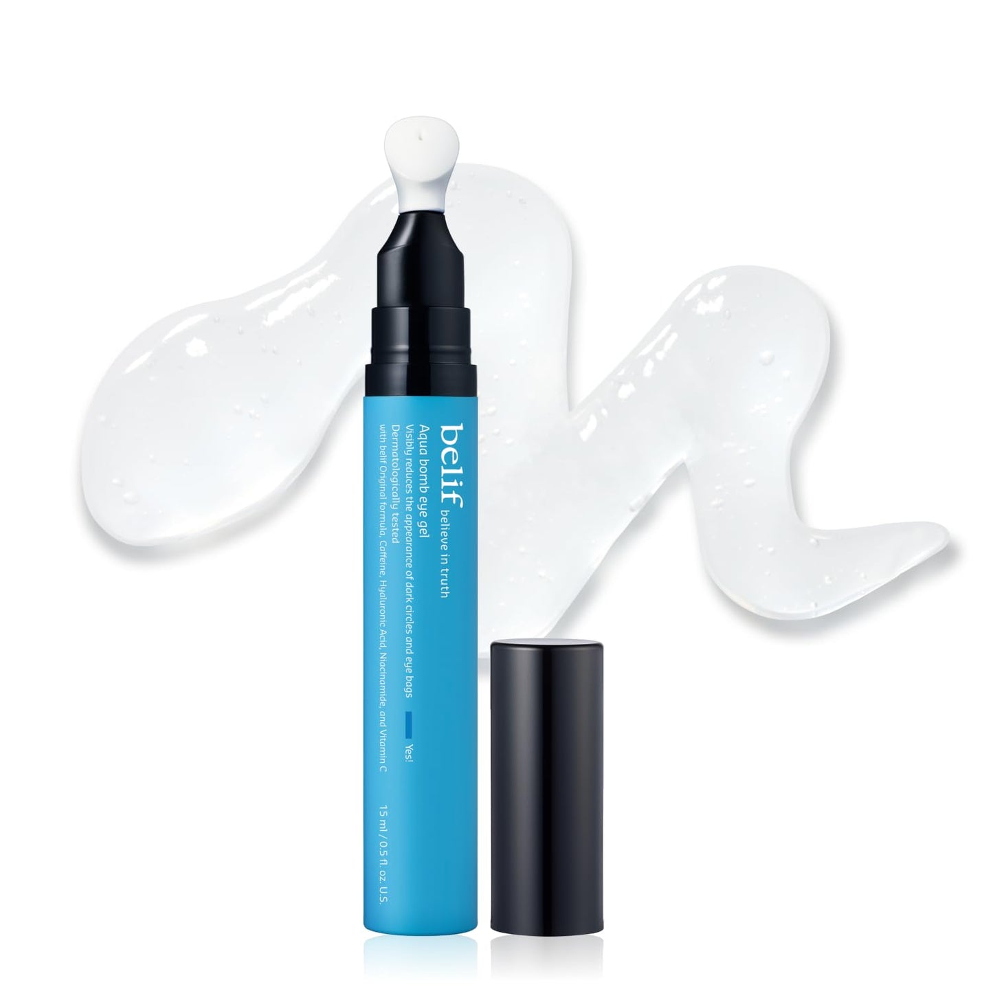 BELIF Aqua Bomb Cooling Eye Gel - Caffeine & Hyaluronic Acid for Puffiness & Hydration, Niacinamide & Vitamin C for Dark Circles, Adenosine & Collagen for Plumping & Firming, Korean Skin Care