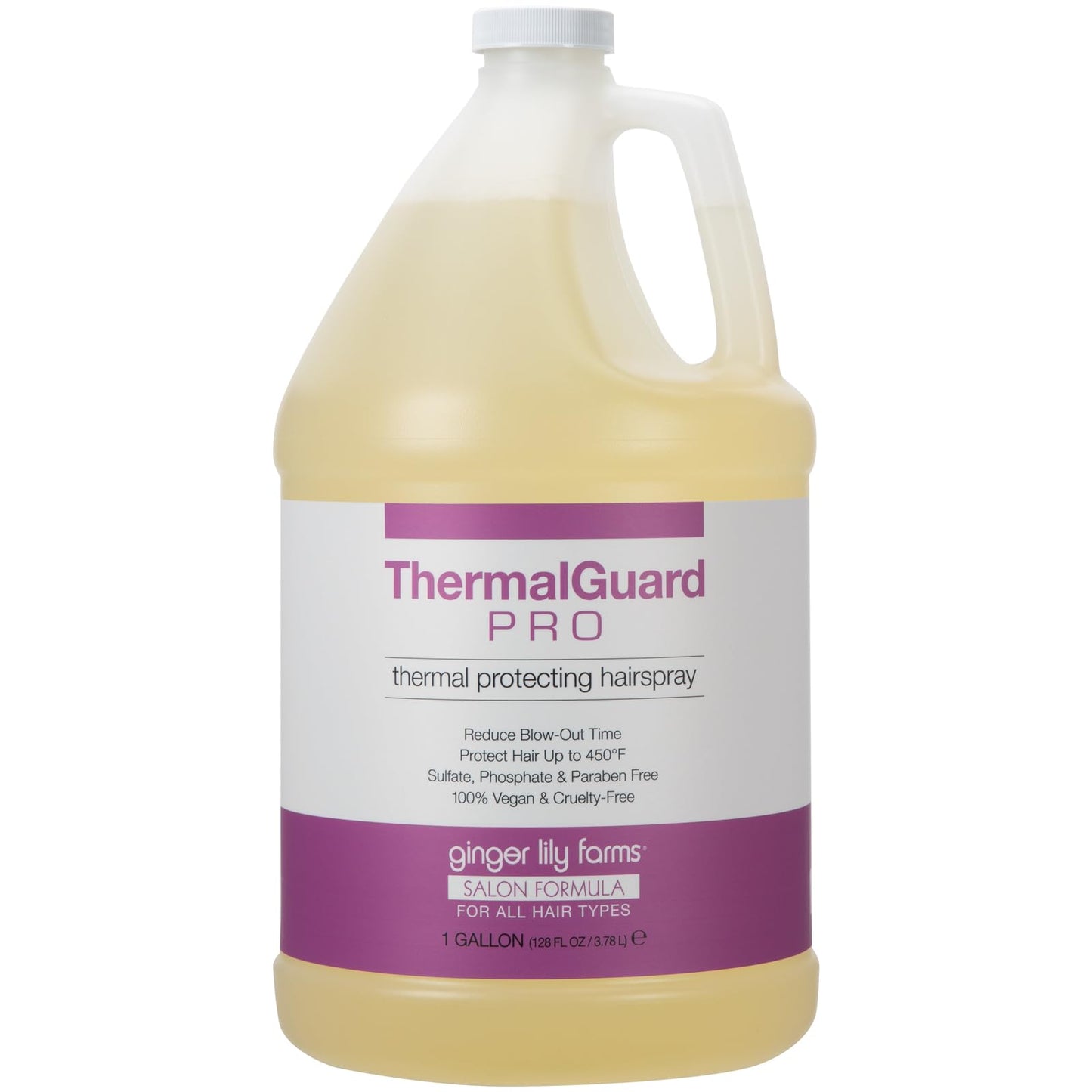 Ginger Lily Farms Salon Formula ThermalGuard Pro Thermal Protecting Hairspray for All Hair Types, 100% Vegan & Cruelty-Free, 1 Gallon (128 fl oz) Refill
