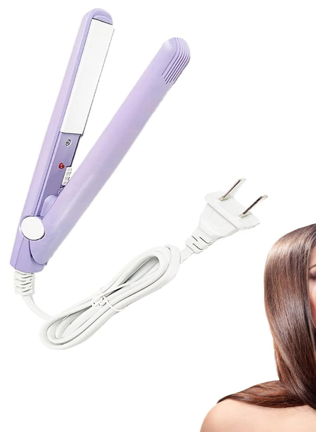 WenTigDY Hair Straightener, 2 in 1 Hair Curler, Mini Hair Straightener, Hairstyling Iron Heating Curler, Tourmaline Ceramic + Plastic, 190C, for Travel, Dormitory or Home (Purple)
