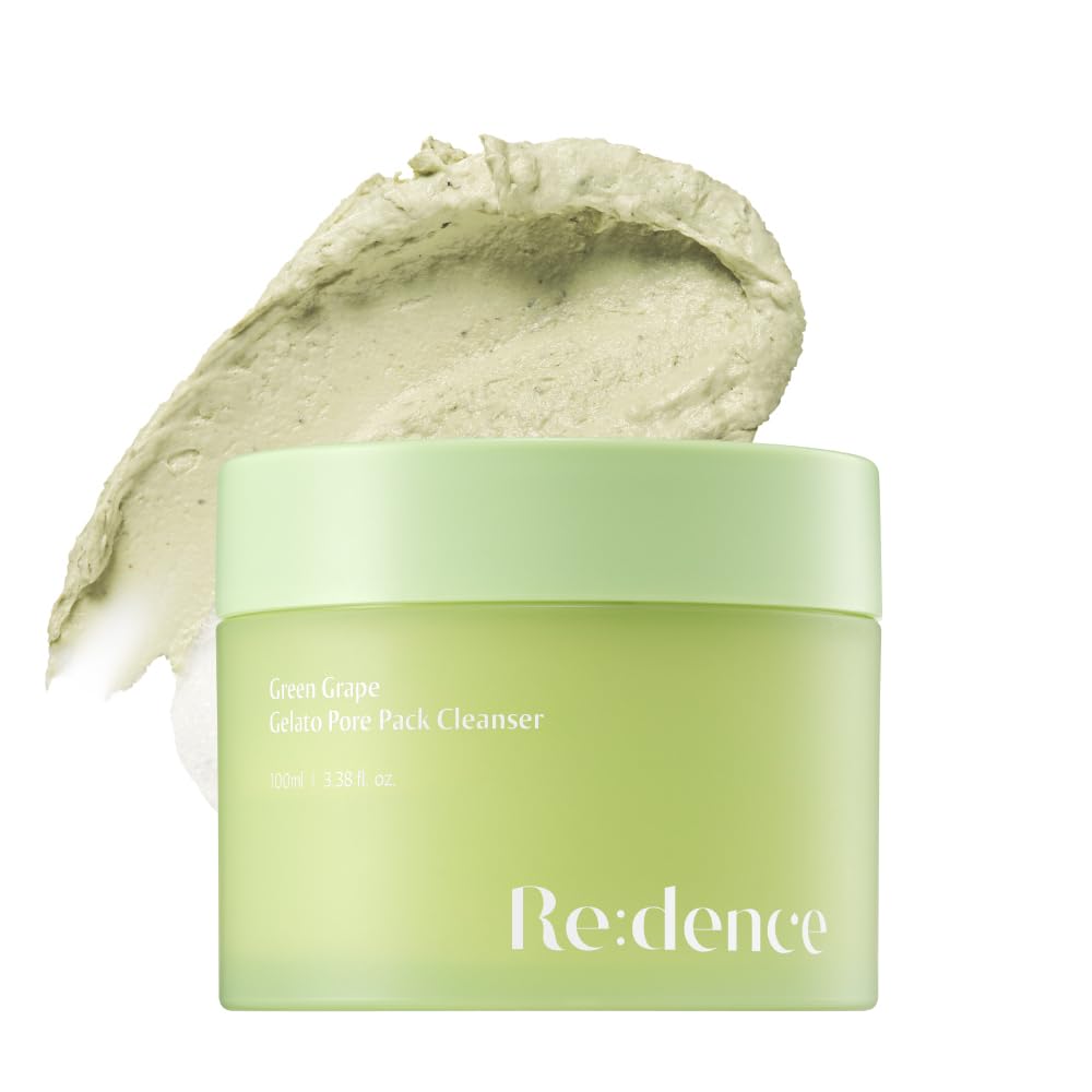 REDENCE Green Grape 3-in-1 Gelato Pore Mask Cleanser, Pore Exfoliating Scrub Mud Mask, No Tightness, Korean Skin Care, 100ml / 3.38 fl oz