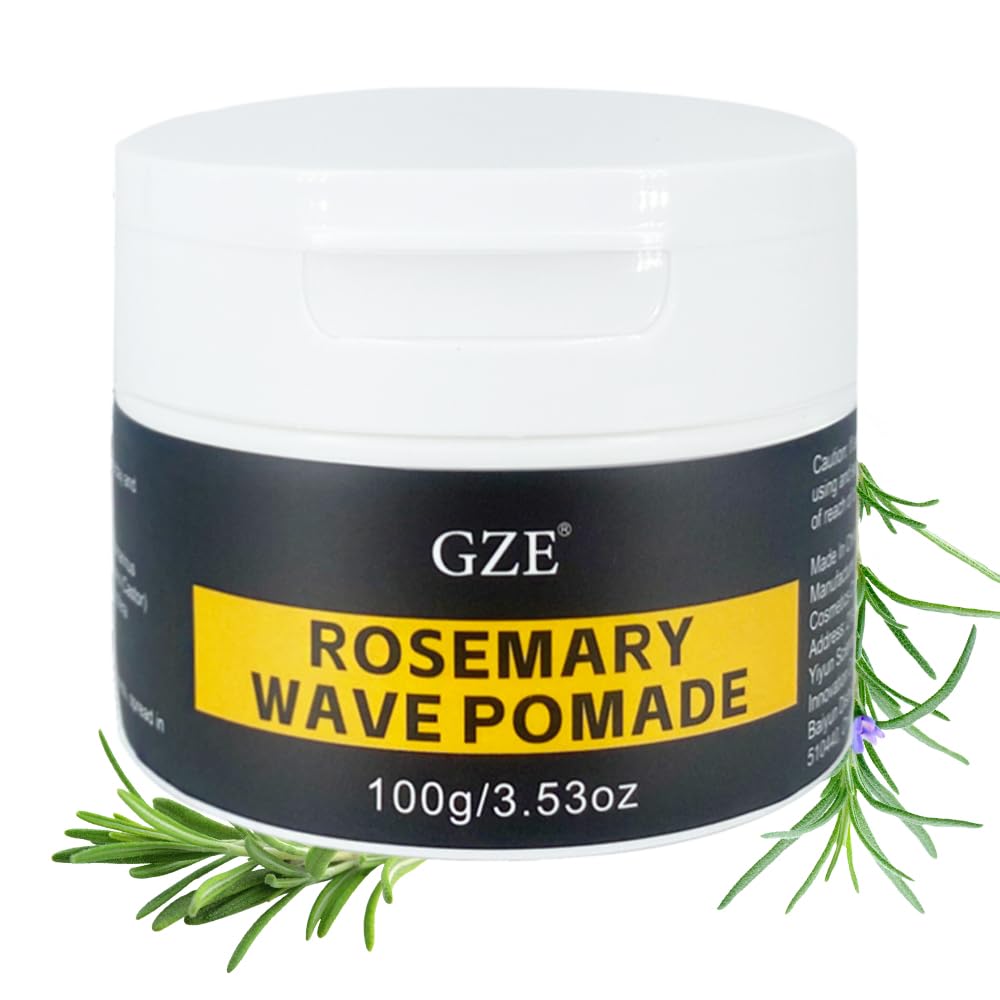Vemofoper GZE rosemary wave pomade 360 Waves Hair Cream, Waves Grease for Men, Strong Hold, 360 Wave Training Wave Butter for Layered Waves, Moisture, Control and Silky Shine, Black