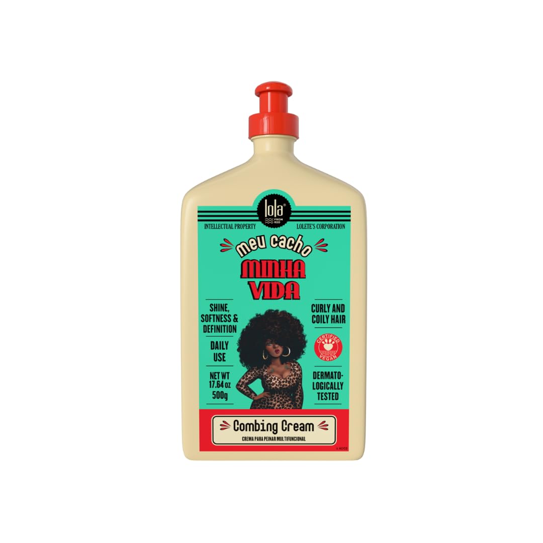 Lola From Rio Meu Cacho Minha Vida Curl Defining Cream for Soft, Bouncy Curls & Waves Lightweight Moisturizing Curl Enhancer 17.6 fl oz