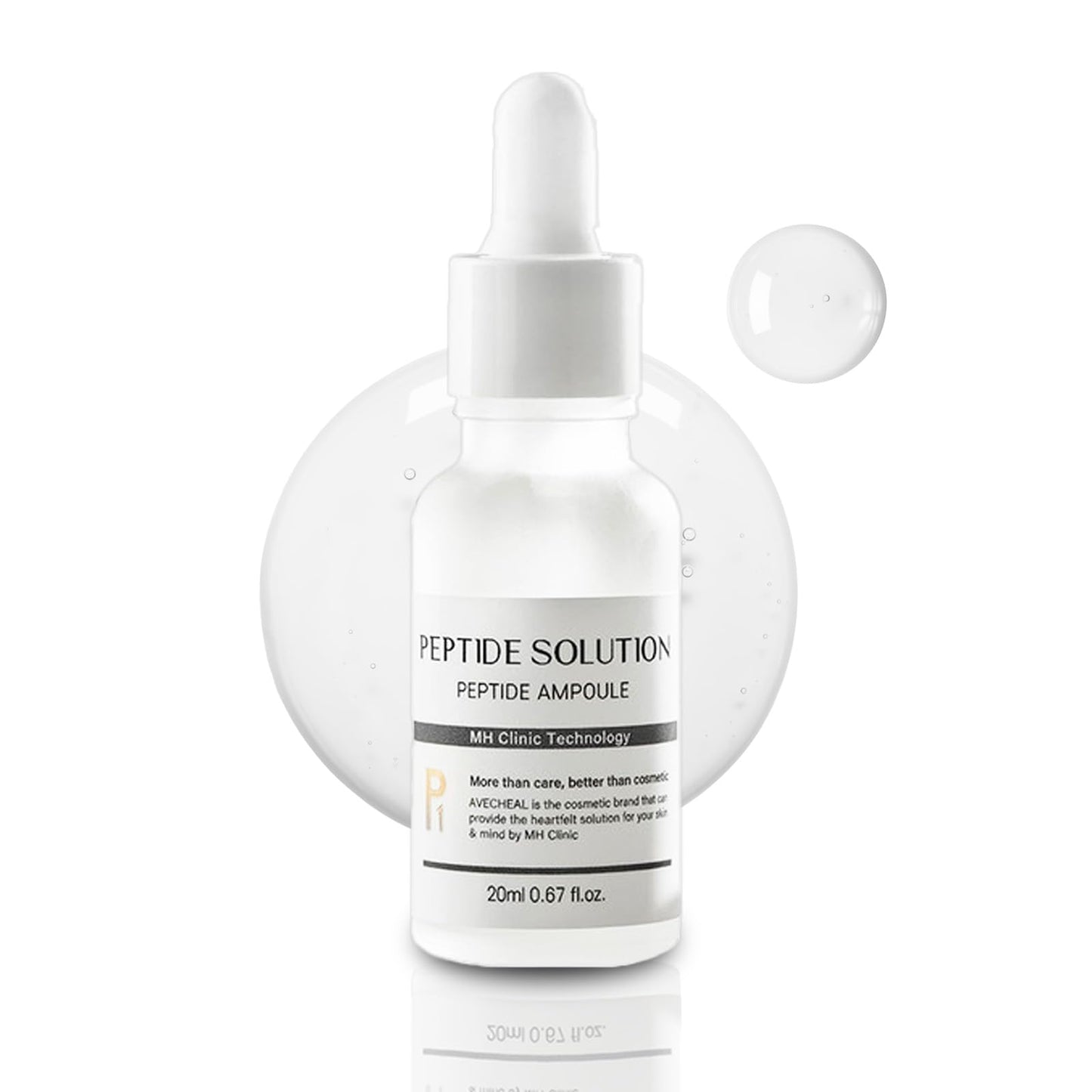 AvecHeal Peptide Solution Ampoule 20ml (0.67 fl. oz), Calming and Hydrating, Clinically-Formulated 9 Peptides, Organic 8 Plant Extracts, Paraben-Free, Korean Skin Care