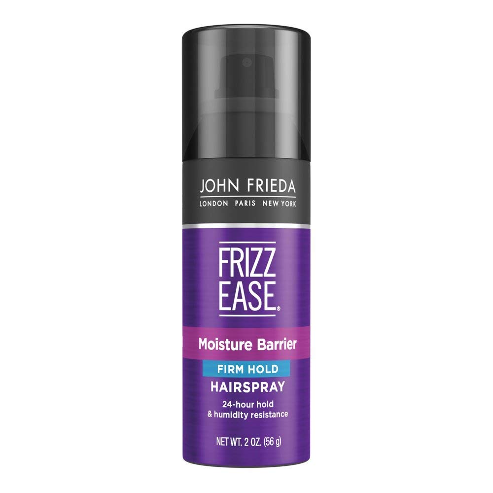 JOHN FRIEDA HairSpray Frizz Ease Firm hold Anti Frizz for Dry, Damaged hair LONDON PARIS NEW YORK pack of 2 2oz, mini size, travel size, luxurious, 2 Ounce (Pack of 2)
