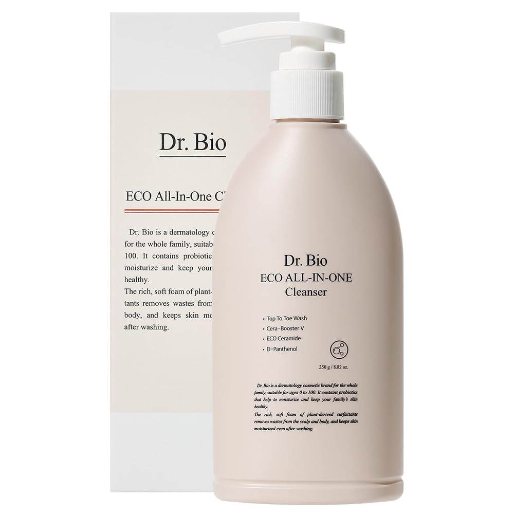 Eco All-in-One Cleanser, Face & Body Wash for Sensitive Skin with Ceramide, Probiotics & Cica, Vegan, Fragrance-Free, Mild Gentle Hydrating Cleanser, Hypoallergenic Korean Skincare