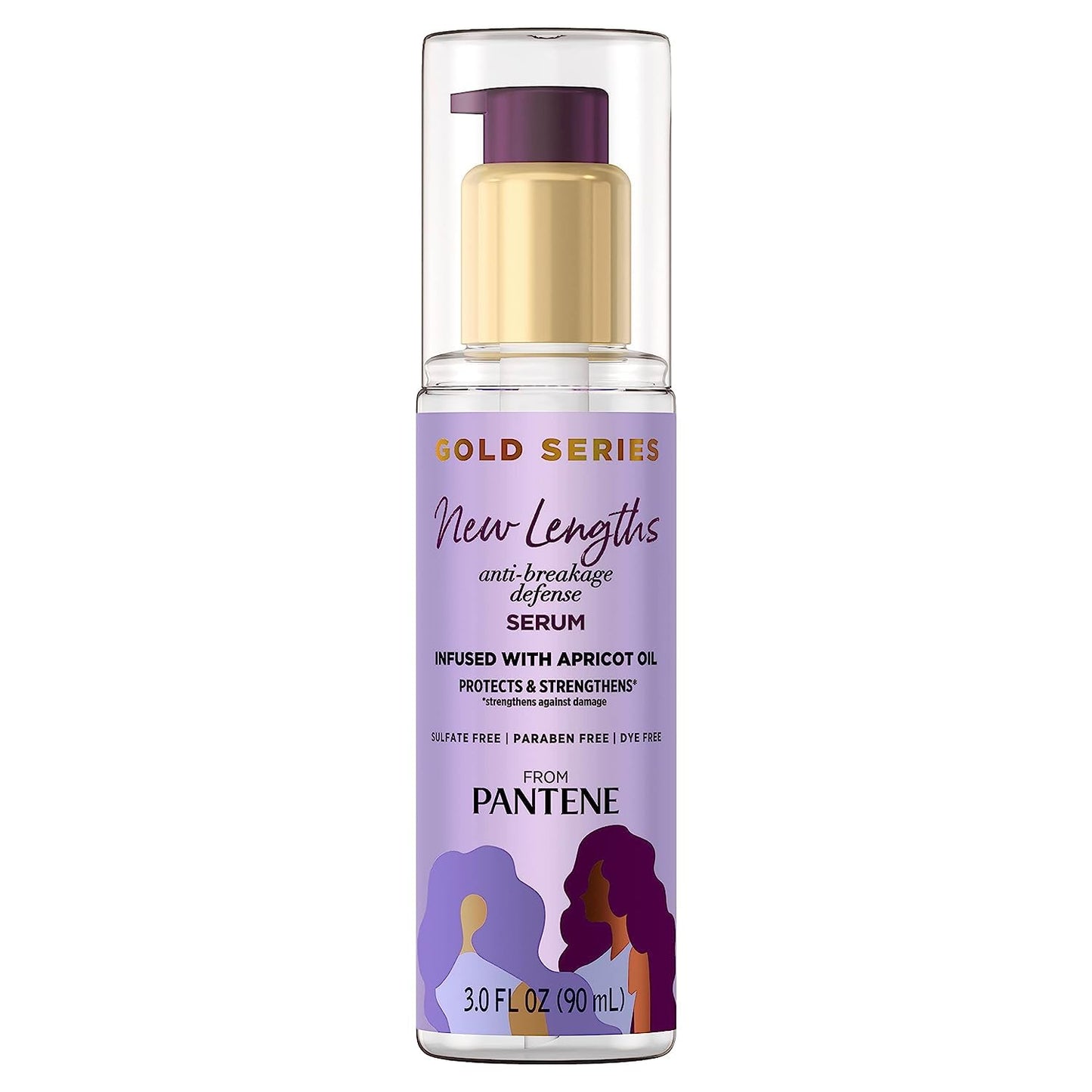 PANTENE Gold Series New Lengths Anti-Breakage Defense Serum, Infused with Apricot Oil, Protects & Strengthens, for Natural, Textured, Curly, Coily Hair, Sulfate Free, 3 Fl Oz