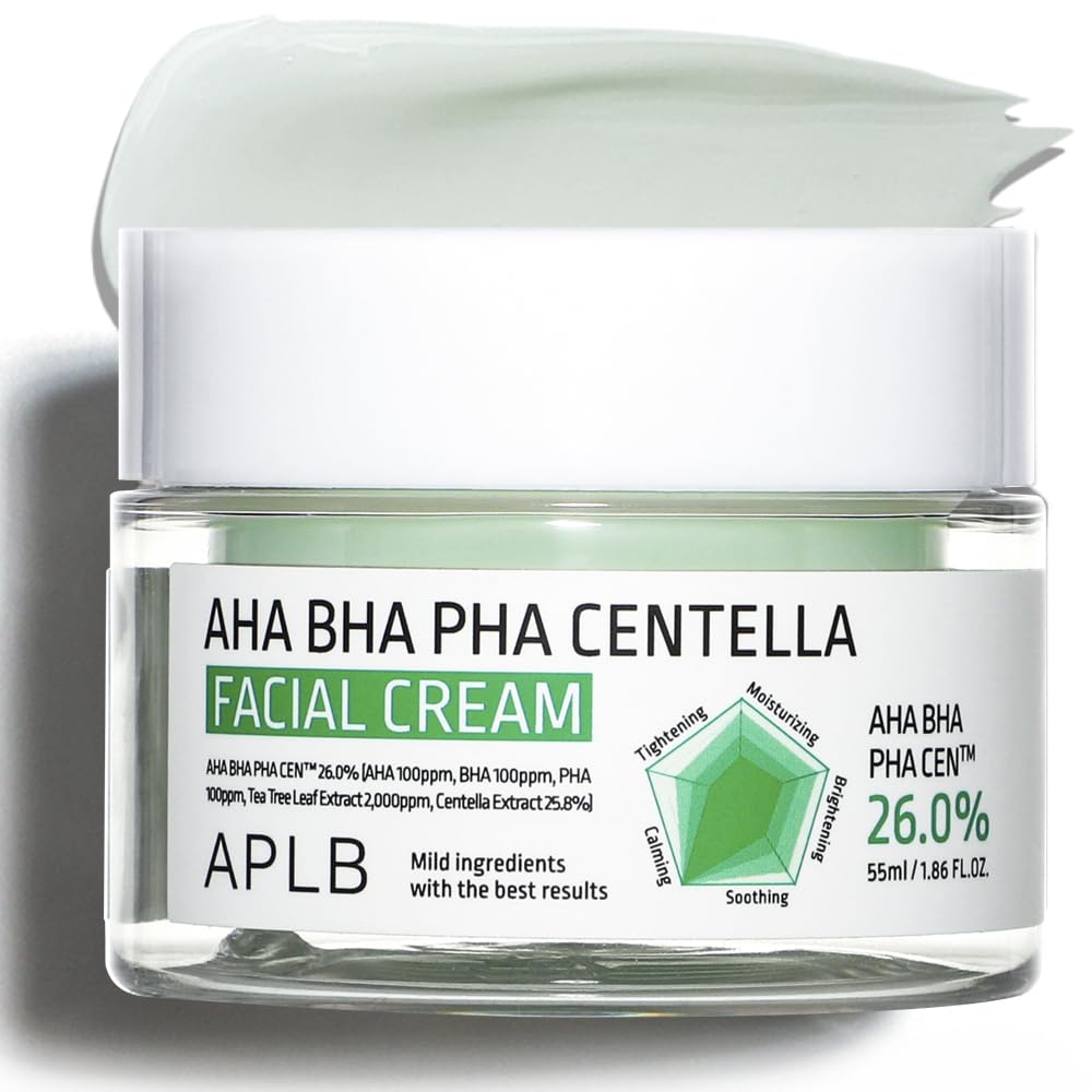 APLB AHA BHA PHA Centella Facial Cream | AHA BHA PHA CENª 26.0% 1.86 FL.OZ/Korean Skincare, Exfoliant, Deep hydration, Revitalize for gentle and improve skin texture