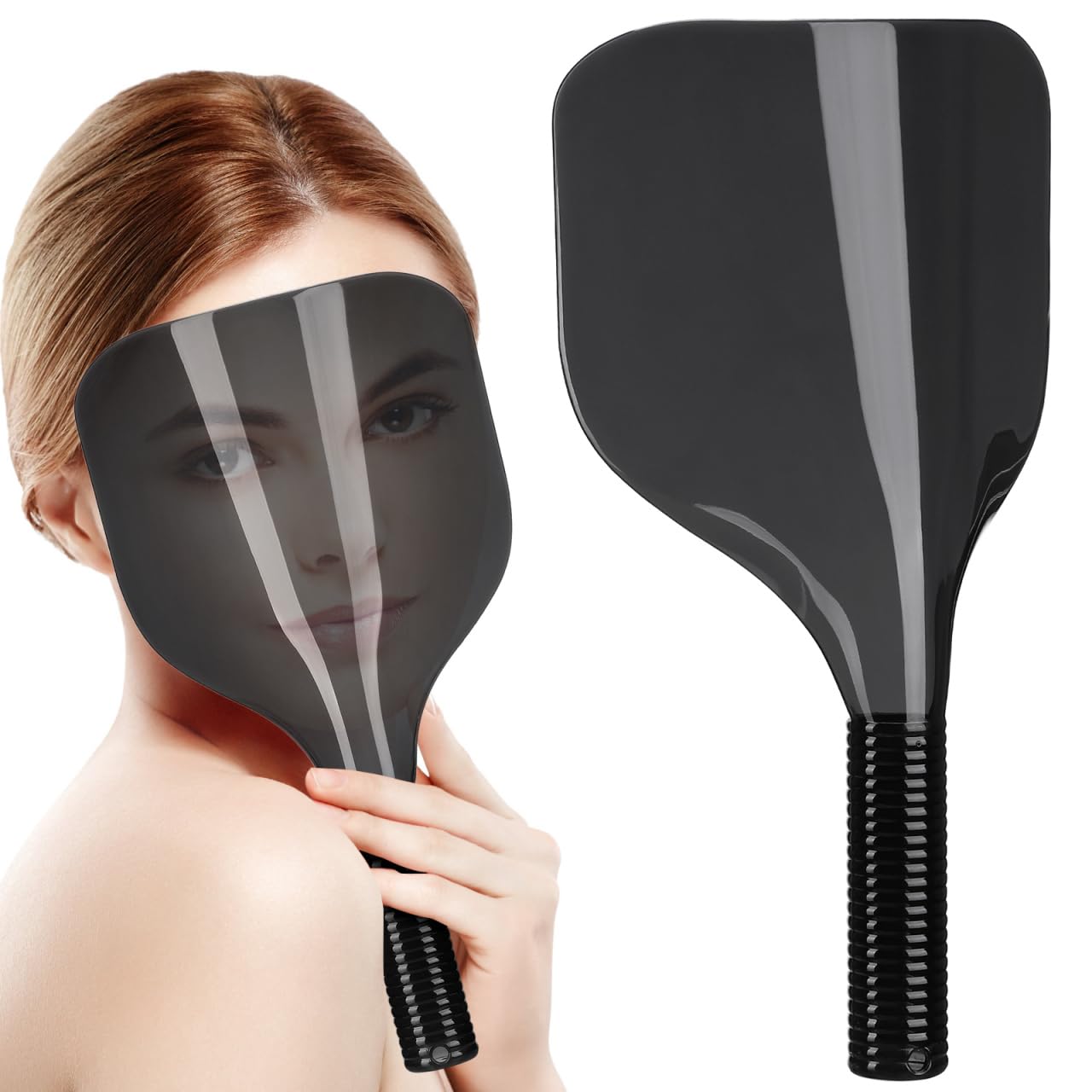 NOLITOY Barber Salon Face Shield Face Mask Plastic Hairdressing Shield with Handle Reusable Hairspray Protector for Makeup
