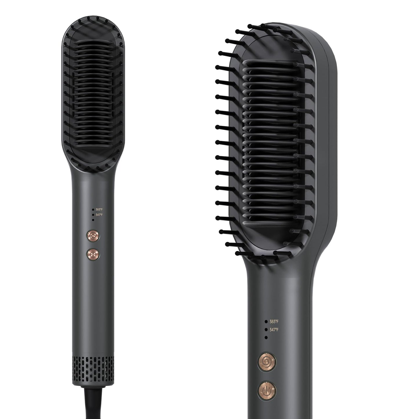 Hair Straightener Brush, Hair Straightener Comb Straightening Brush for Women, 30s Fast Heating & Dual Voltage, Grey