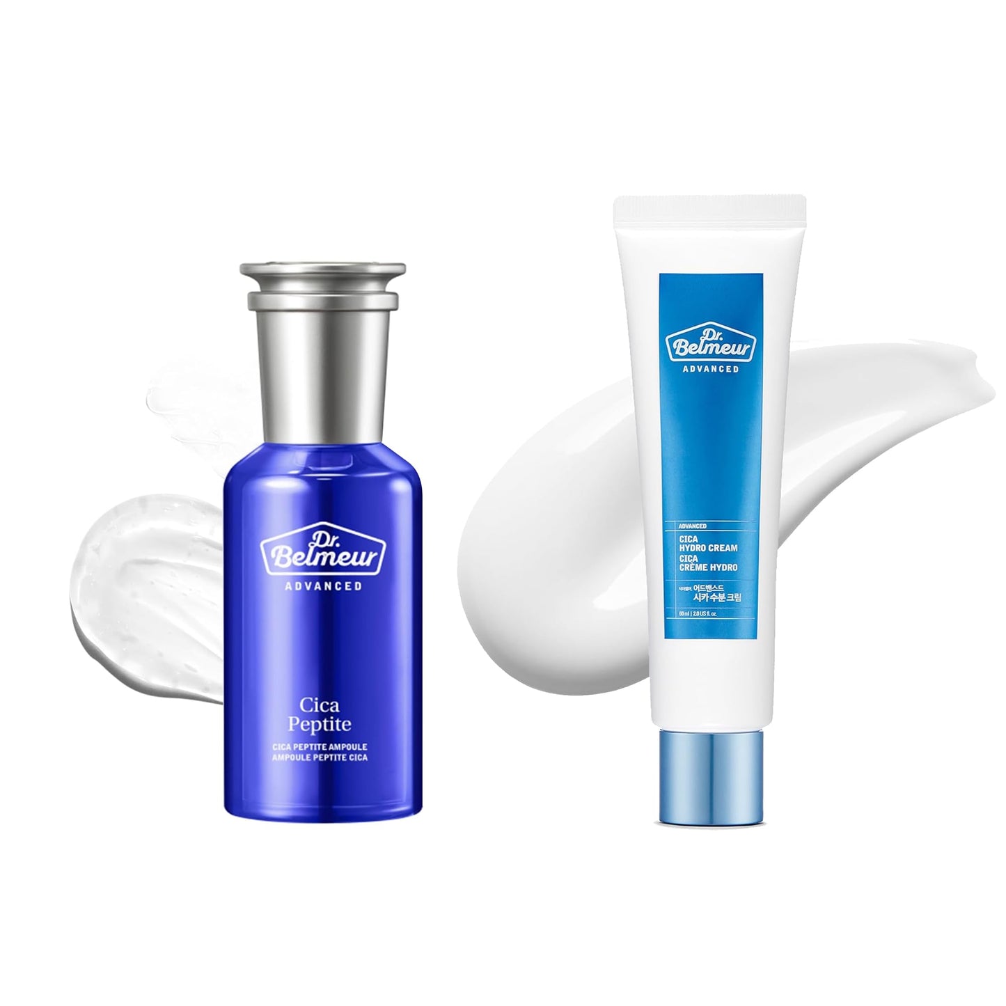 DR. BELMEUR Advanced Cica Ampoule (1.7fl oz) & Hydro Cream (2fl oz) - Soothing, Hydrating Serum for Sensitive Skin. Korean Skin Care. Soothing, Barrier-Strengthening Face Moisturizer for Sensitive Ski