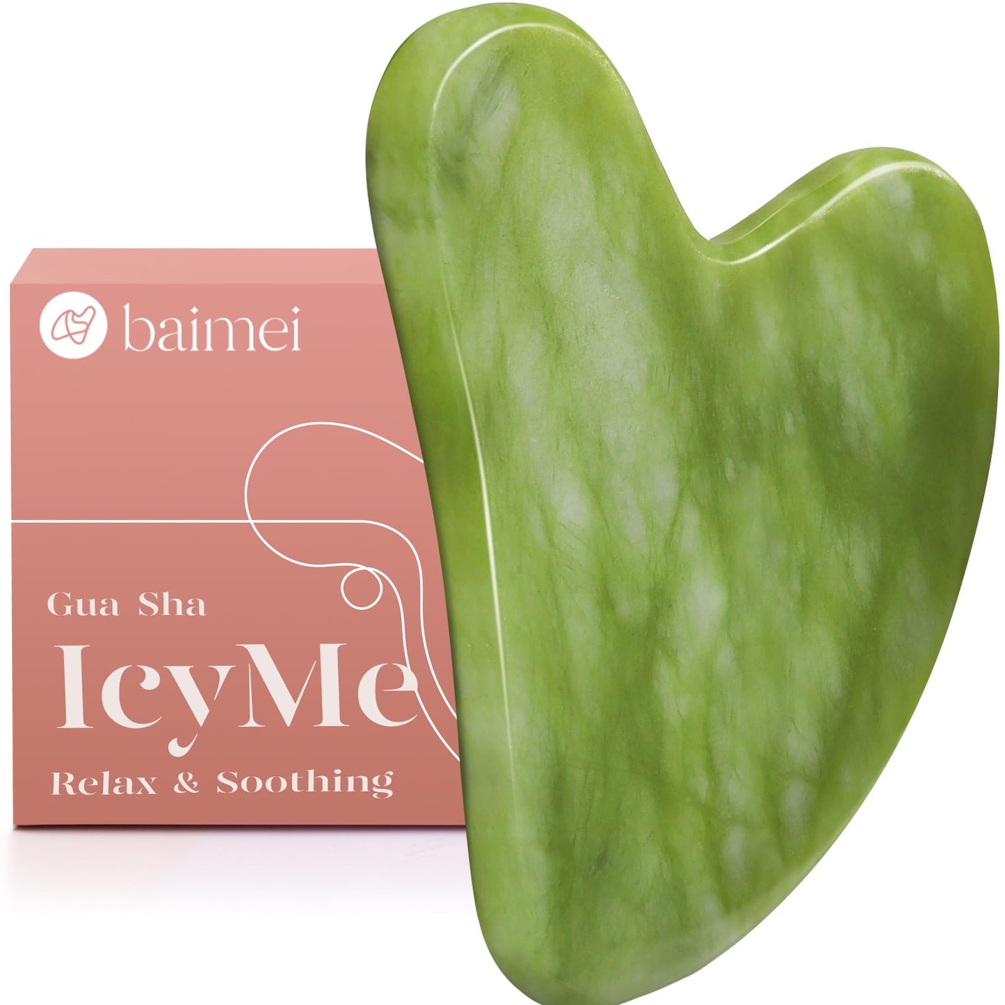 BAIMEI Gua Sha Facial Tools Face Massager for Skin Care, Relaxation and Reduce Wrinkles Puffiness Skin Care Tools, Self Care Gift for Men Women - Xiuyan Jade