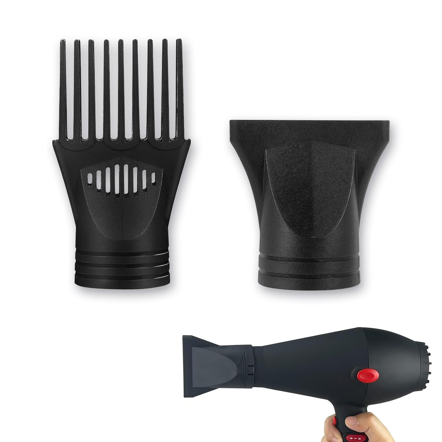 BRBASAP Universal Blow Dryer Comb Attachment Hair Styling Tools and Accessories Fits All Dryers Hair Care Products Concentrator Nozzle for Salon Styling Replacement Nozzle Comb for Diameter, Black