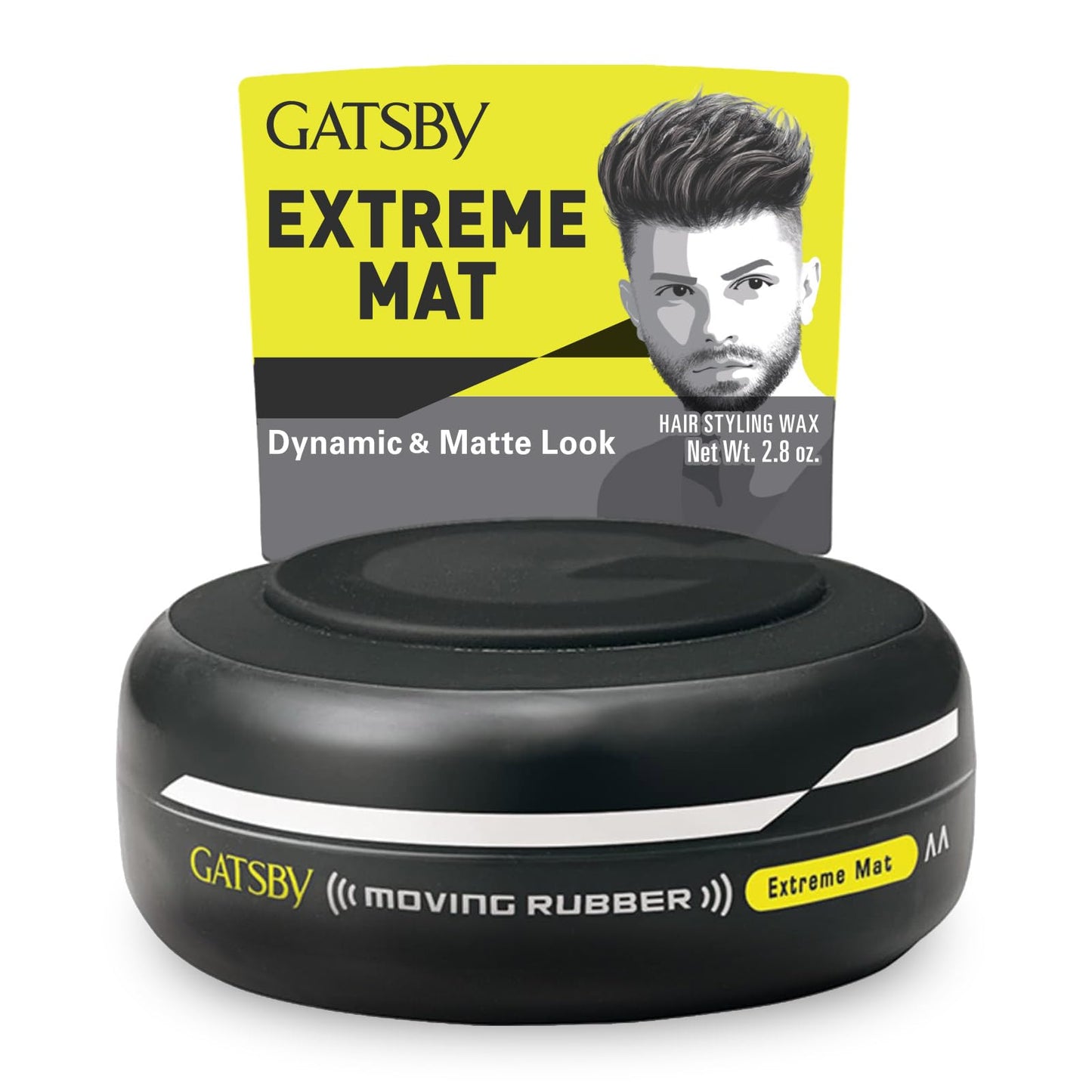 GATSBY Moving Rubber Extreme Mat Hair Styling Wax US version - Strong Hold, Matte Finish, 80g/2.8oz by Mandom achieve any desired hairstyle, from spiky to dynamic, bouncy, fluffy, or frizzy