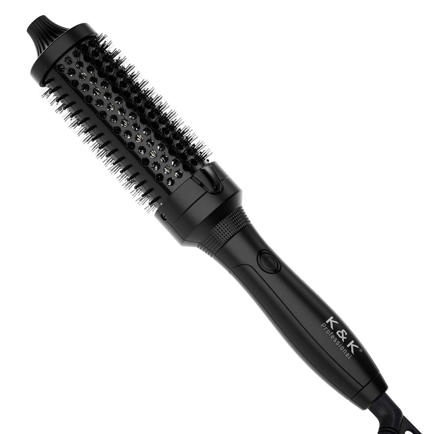 K&K Thermal Brush, 1.5 Inch Heated Round Brush, Professional Heated Curling Ceramic Tourmaline Ionic Curling Iron, Hot Styling Volumizing Tool, Dual Voltage Black