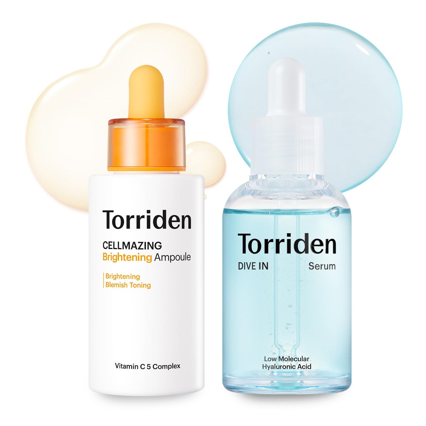 Torriden DIVE IN Serum 1.69 fl.oz + CELLMAZING Vita C Ampoule 1.01 fl.oz | Serum Duo to Get Glass Skin | Refining Skin Texture | Korean Skin Care