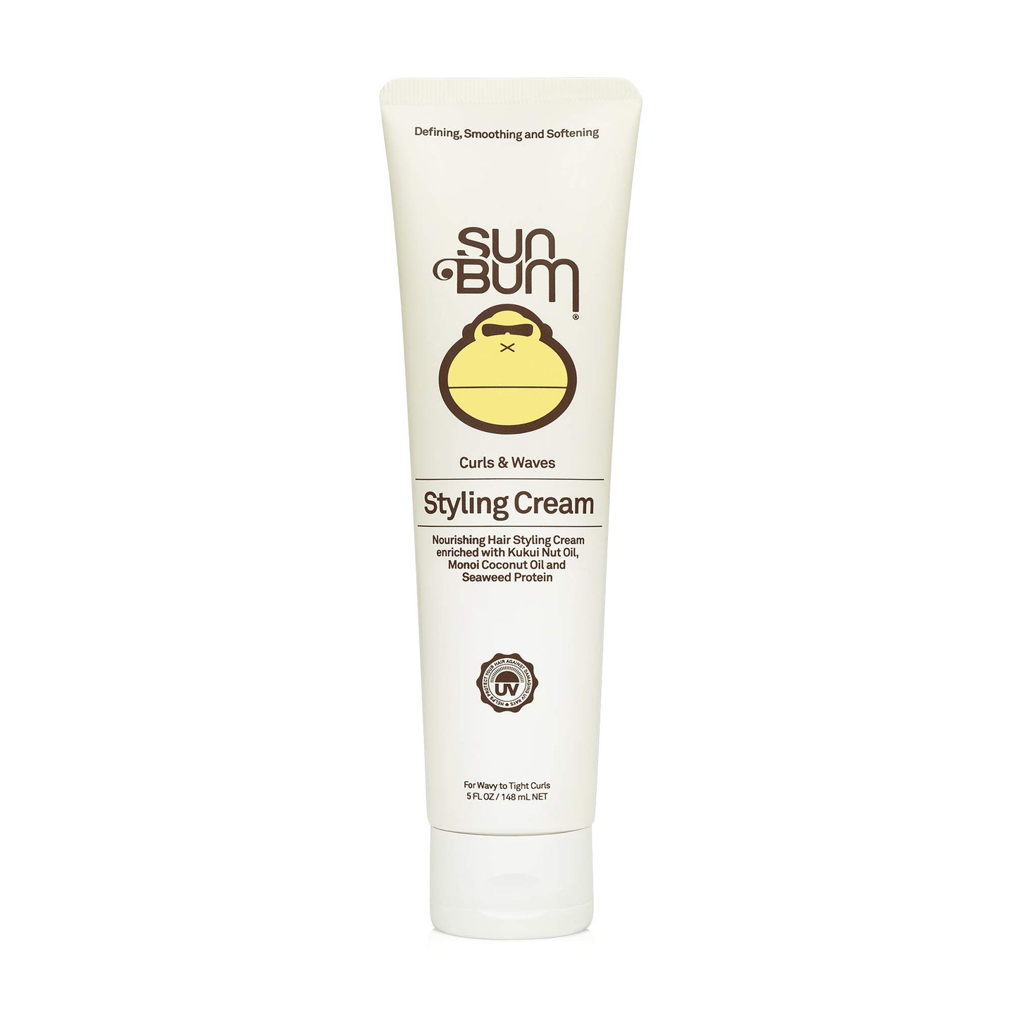 SUN BUM Curls and Waves Styling Cream - Lightweight Formula for Wavy and Curly Hair - Nourishing Kukui Nut and Coconut Oil - Frizz Free finish - Vegan and Cruelty Free - 5 oz