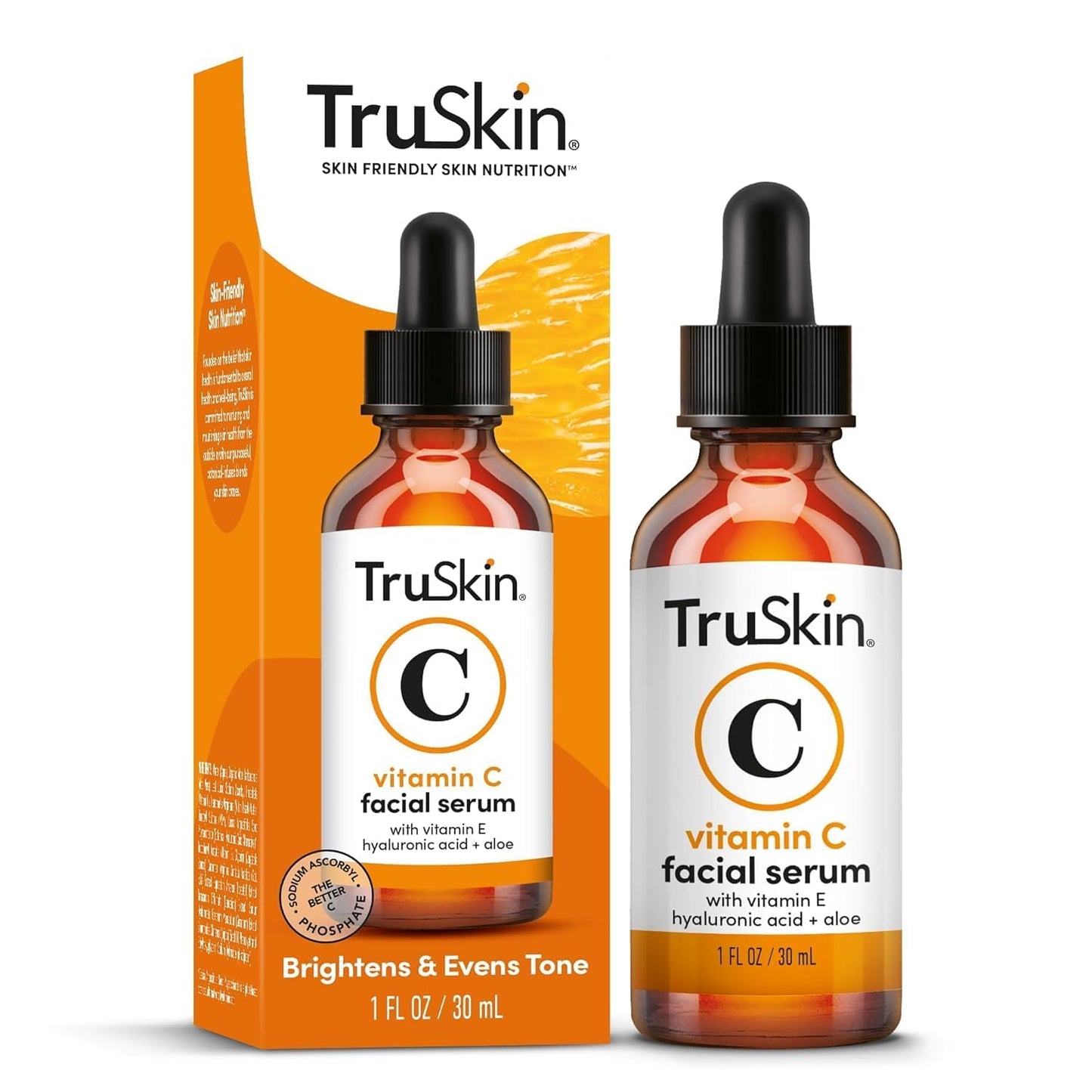 TruSkin Vitamin C Serum For Face Anti Aging Formula with Vitamin C, Hyaluronic Acid, Vitamin E Brightening Serum Improve Appearance of Dark Spots, Tone, Fine Lines & Wrinkles, 1 Fl Oz