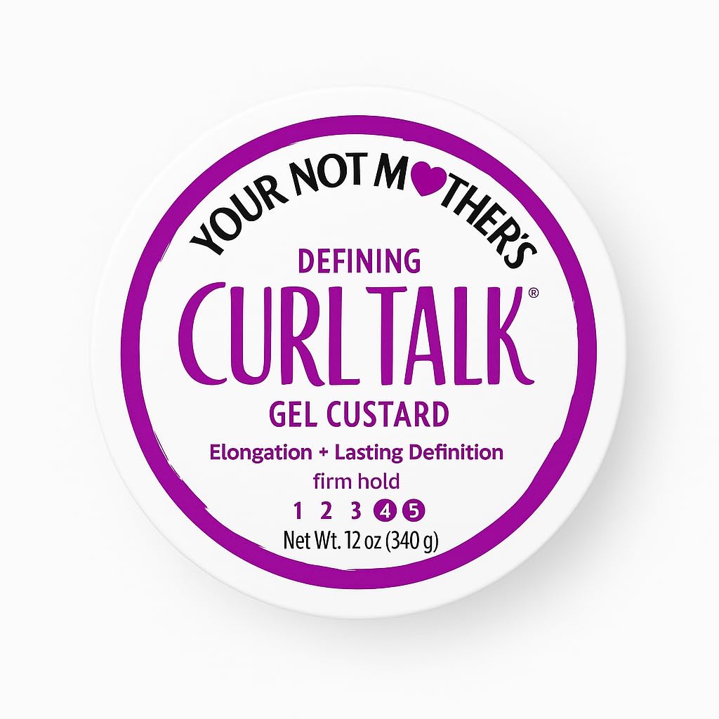Your Not Mother's Curl Talk Defining Gel Custard 12 oz pack of 1| Frizz Control Level 5 Hold | Sculpting Custard for Curly Hair | Curl Talk Gel for Definition, Shine & Bounce | Curly Hair Styling Gel