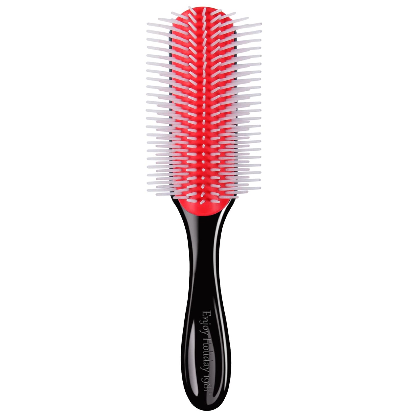 Hair Brush for Women Men Curly Wet or Dry Hair Classic Styling Brushes 9 Row for Natural Thick Hair, Blow Separating, Shaping Defining Detangling Curls Tools Travel Bristle Black Hairbrush