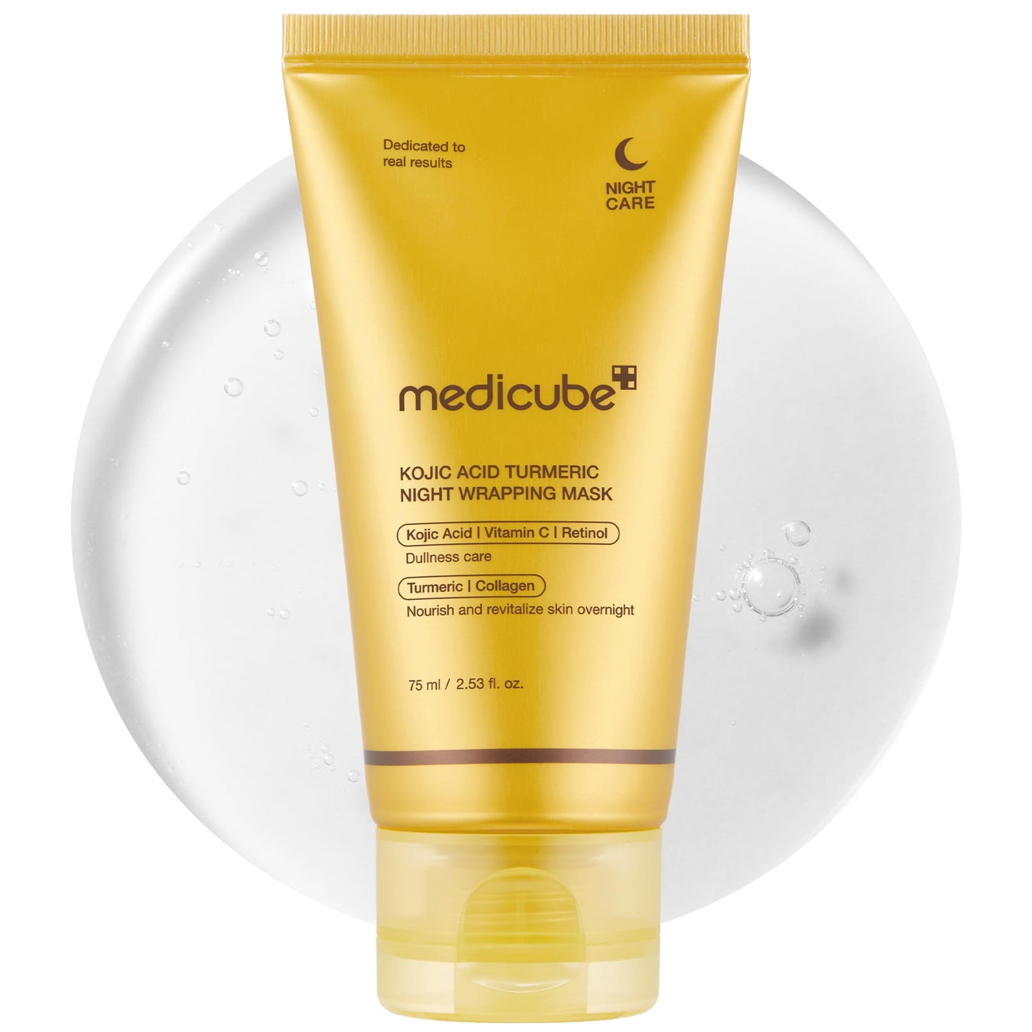 MEDICUBE Kojic Acid Turmeric Overnight Wrapping Peel Off Mask Brightens & Defends Against Skin Stress for a Clear, Glowing Complexion, Korean Skincare, 2.53 fl. oz.