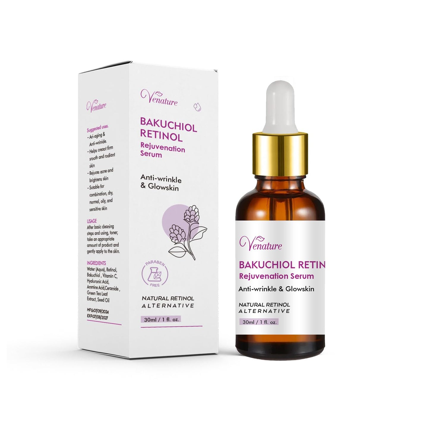 BAKUCHIOL Retinol Rejuvenation Serum,2025 Best Retinol Serum for Wrinkles BAKUCHIOL Face Korean,