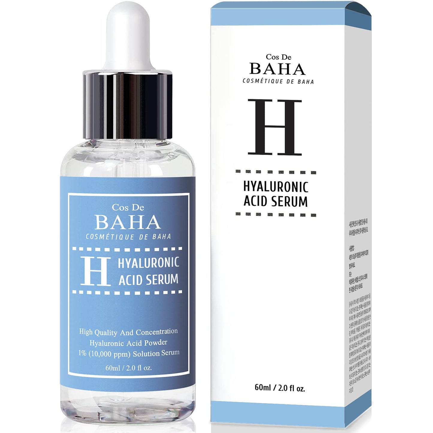 Pure Hyaluronic Acid 1% Serum 10,000ppm - Hydrating Face Serum for Fine Lines - Intense Moisture Facial Serum for Visibly Plumped Skin, 2 Fl Oz (60ml)