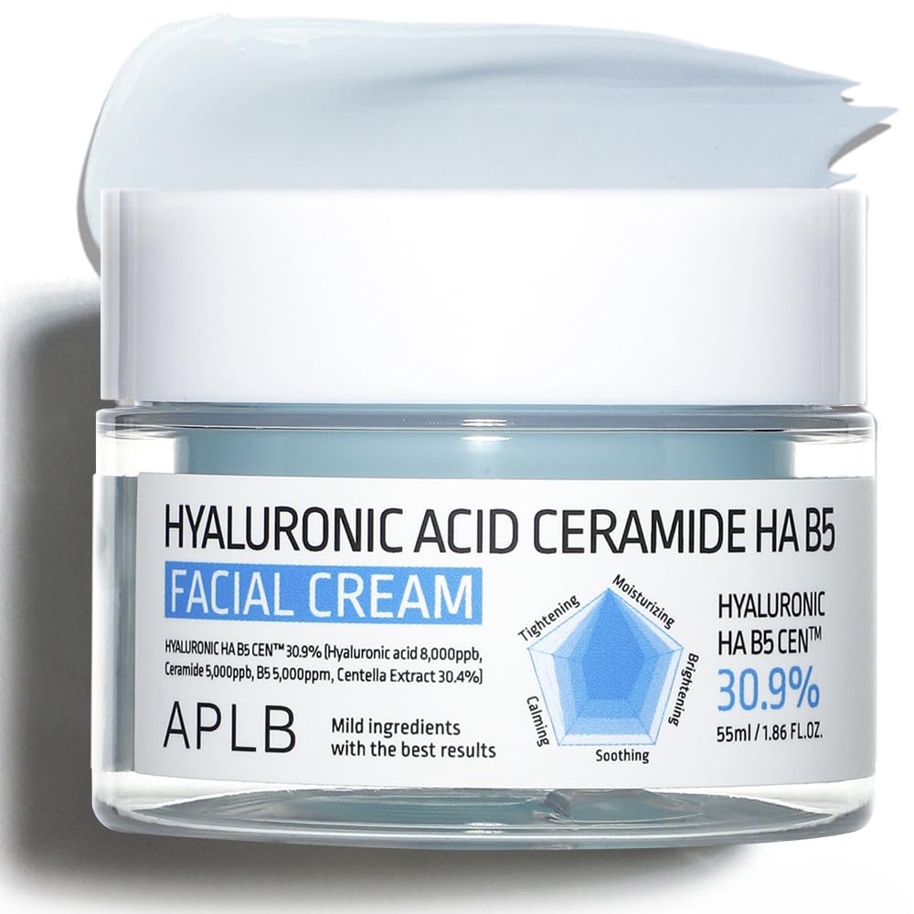 APLB Hyaluronic Acid Ceramide HA B5 Facial Cream | HYALURONIC HA B5 CENª 30.9% 1.86 FL.OZ/Korean Skincare, Deep hydration, Revitalize for gentle and improve skin texture
