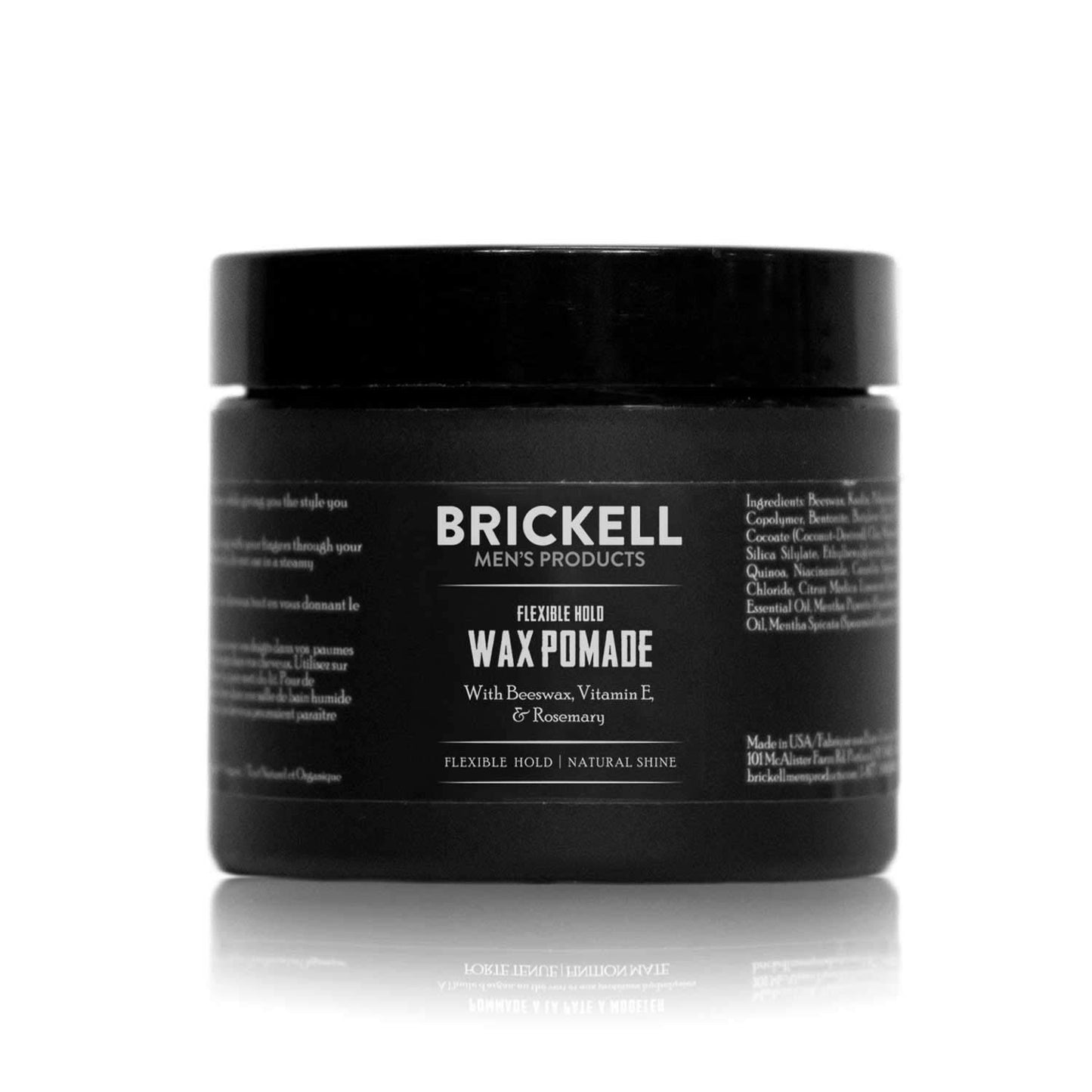BRICKELL Men's Products Flexible Hold Wax Pomade for Men, Natural and Organic Irritation Free Natural Shine Hair Styling Product, 2 Ounce, Scented