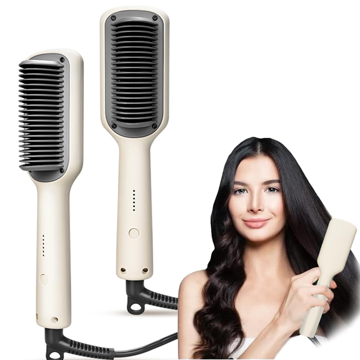 Hair Straightener Brush, Hair Straightener Styling Comb, Hair Straightener Brush Fast Heating, Straightening Brush 3-Speed Temperature Adjustment, Hair Straightener Reduces Frizz Hot-Air Brushes