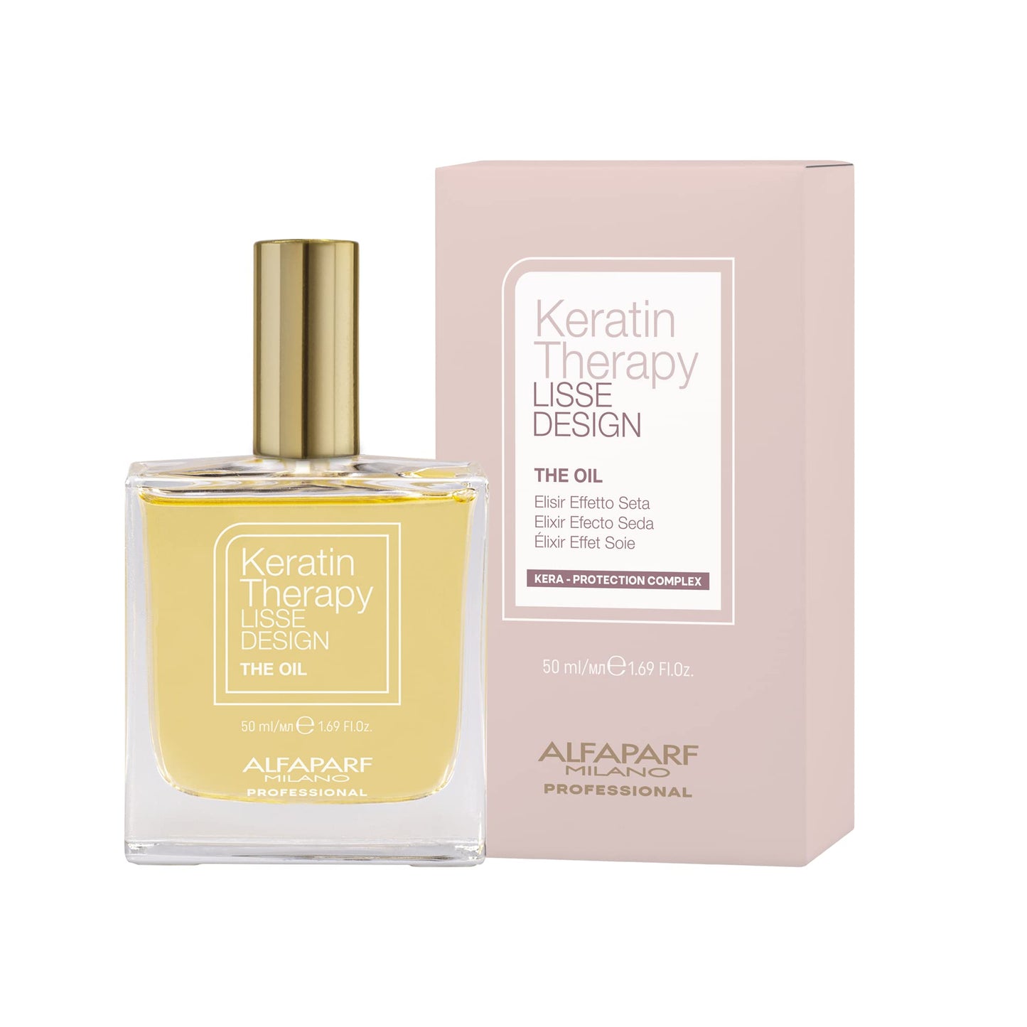 ALFAPARF MILANO Lisse Keratin Therapy Hair Oil - Heat Protectant for Frizz Control - Infused with Babassu and Keratin for Added Softness and Shine - Maintains Cosmetic Color (1.69oz