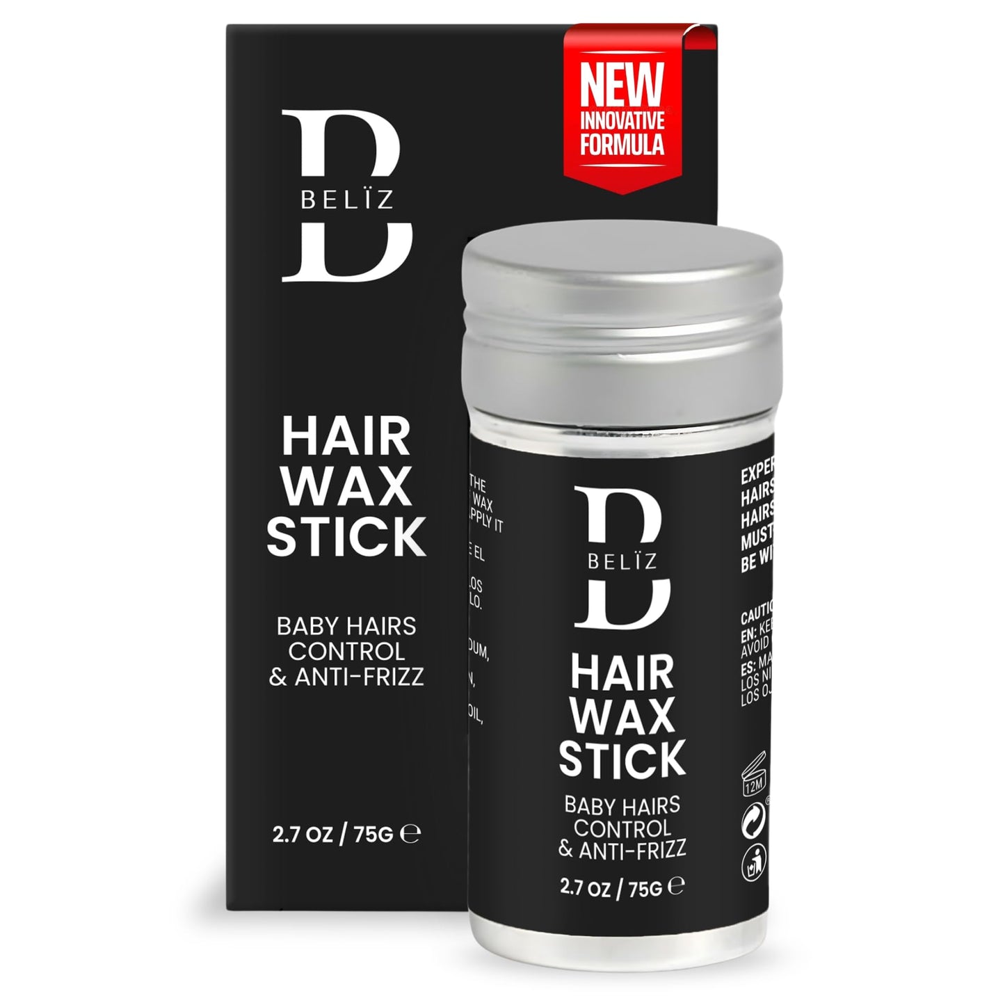 Hair Wax Stick - Slick Back Hair Slick Stick, Flyaway & Frizz Control, Strong Hold Edge Tamer, Lightweight Non Greasy Beeswax Castor Oil Formula, No Build Up, Women Kids Men - 2.7 Oz