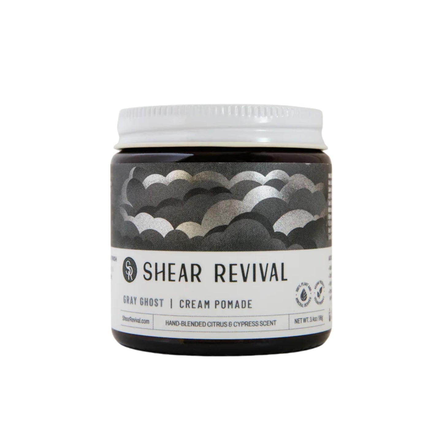Shear Revival Gray Ghost | Matte Finish Hair Pomade for Men, Strong Hold Styling Cream with Sunflower Oil, Rice Bran Wax & Aloe Leaf Juice, Notes of Citrus & Cypress, 3.4oz